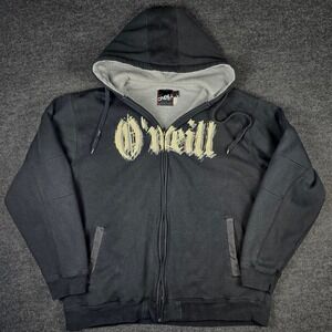 Vtg Y2K O'Neill Men's Black Full Zip Hoodie Thermal Lined Fleece Jacket Size L